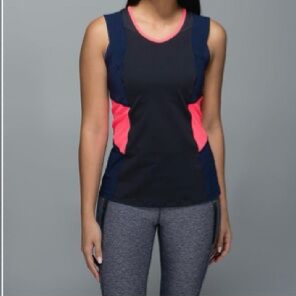Lululemon Trail Bound Tank Deep Coal / Deep Navy / Electric Coral Large 10